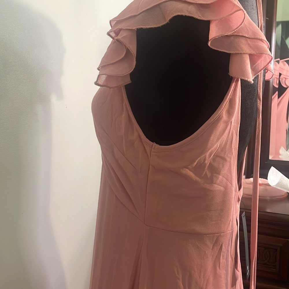 Lulu's Pink Ruffled Sheath Midi Dress - Picture 5 of 6